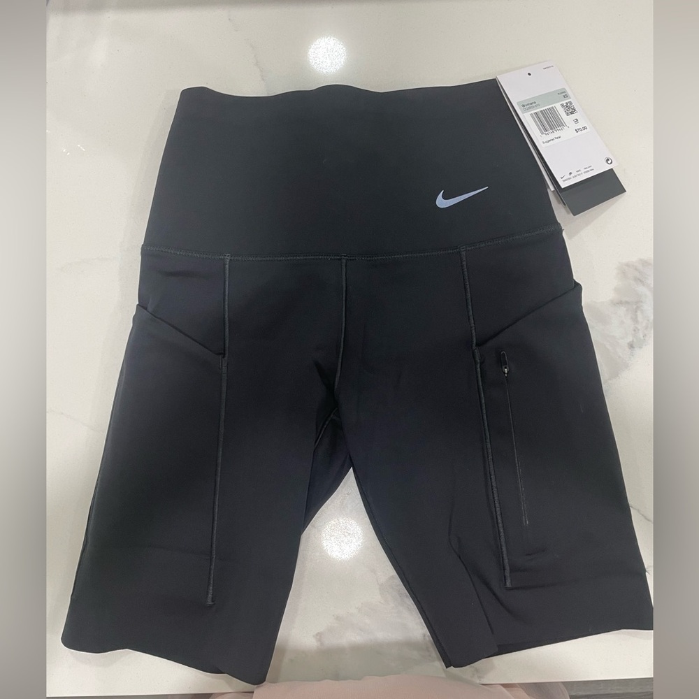 Nike Black High-Rise Bike Shorts with Small Swoosh